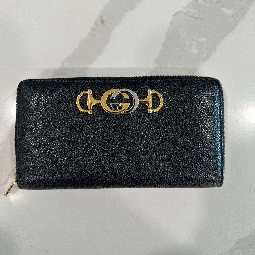 Gucci Black Wallet with Gold Hardware